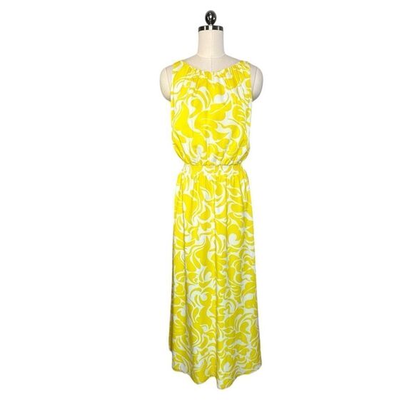 Ann Taylor Yellow Floral Scroll Tank Maxi Dress| 6 - Picture 2 of 9